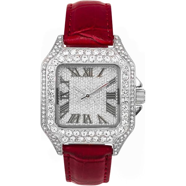 32mm Ladies Two-Tone Red Dial VVS CZ Timepiece  Stainless Steel Water Resistant Amazon.com: OLEVS Green Crystal Watches for Women Waterproof  main image 4