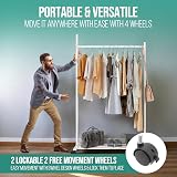 Klass Home Collection Portable Heavy Duty Clothes Rail with Storage Shelf White view 8