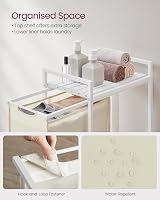 VASAGLE Laundry Basket Hamper with Shelf 47 L 42 x 28 x 75 cm Cream White view 5