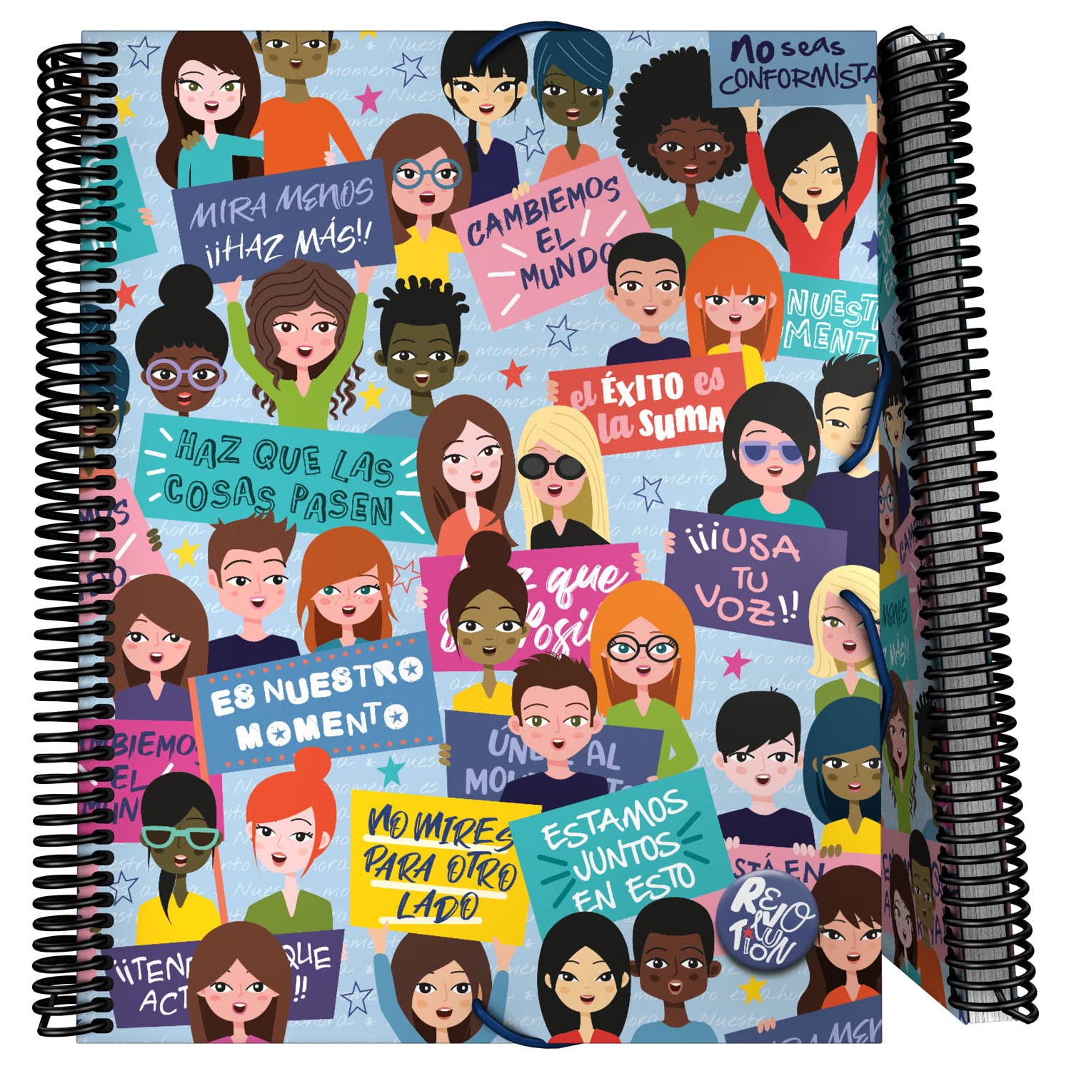 Grafoplás 39822447 30 Pocket A4 Spiral Bound Polypropylene Cover Elastic Closure with Clear Envelope Revolution Collection Move On