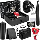 Tioncy 10 Pcs Valentine's Day Gifts for Men: Men Birthday Gift Basket Box Set-16 oz Tumblers Wallet Tie Belt -retirement Anniversary Thank You Present for Dad Husband Boyfriend Coworker(Rose)