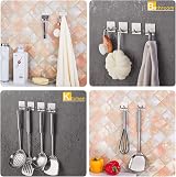 JS Self Adhesive Hooks Razor Holder 4 Pack Stainless Steel Bathroom Organizer view 5