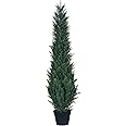4FT Artificial Cedar Topiary Trees (Set Of 2) – UV Resistant Fake Outdoor Plants With Ground Spikes For Porch, Garden, Privacy