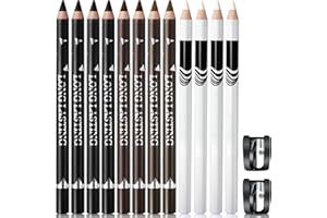 NewBang 12PCS Barber Pencil Hairline Outliner with Sharpener, Hairline & Beard Shaping Pencils for Men & Women (Black, White, Dark Brown, Light Brown)