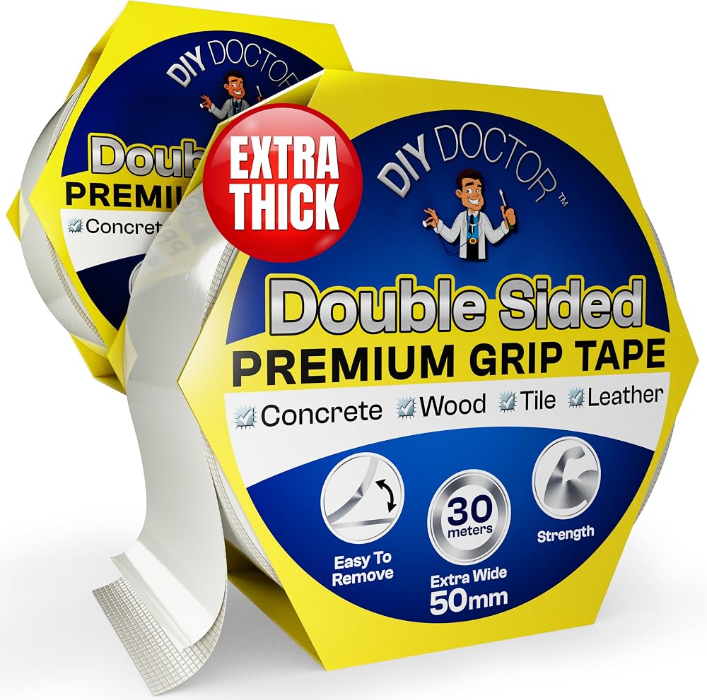 DIY Doctor XL Heavy Duty Double Sided Carpet Tape 2 Pack 30m x 50mm