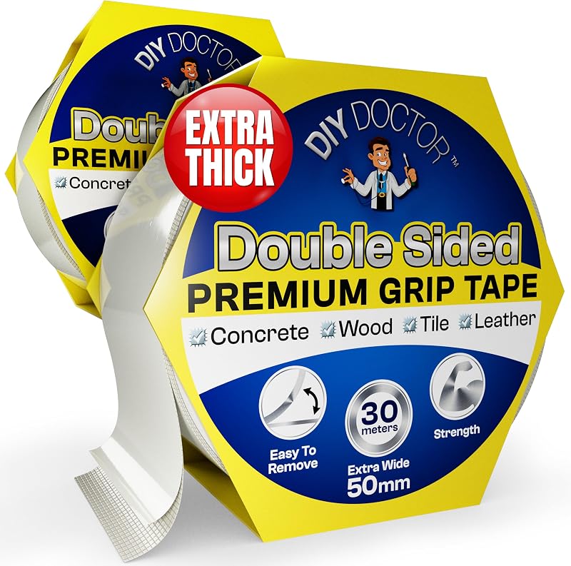 DIY Doctor XL Heavy Duty Double Sided Carpet Tape 2 Pack 30m x 50mm