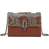 CamarKolbin Women's Fashion Trendy Bronze Side Shoulder Bag One-Shoulder Mobile Wallet Card Bag 3.07 * 5.71 * 7.76 feet - Brown Color