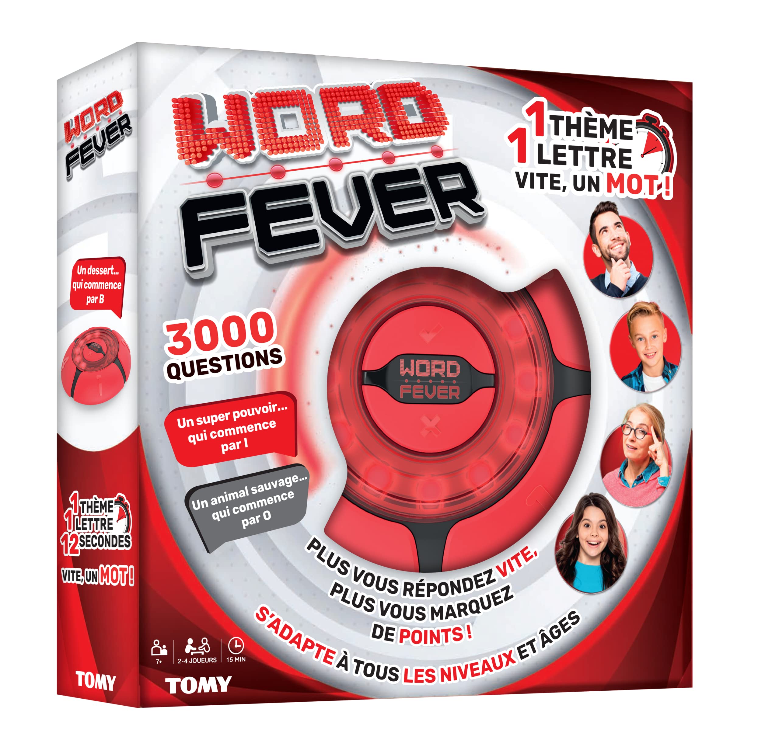 TOMY Word Fever, Word Guessing Game, 3000 Questions, Word Search Game with Sounds, Electronic Game - Family, Suitable for Adults and Children 7+ Years