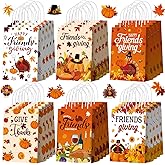 Yeaqee 24 Pcs Friendsgiving Gift Bags Thanksgiving Party Paper Bags with Handle Happy Friends Giving Candy Goodie Treat Gift Containers for Thanksgiving Fall Gifts for Friends Holiday Party Supplies