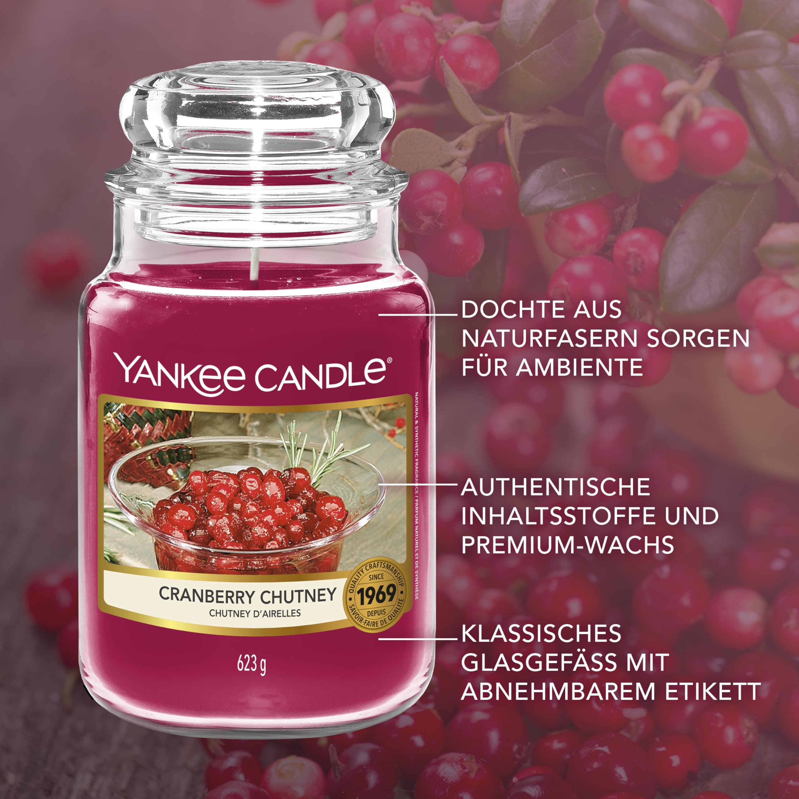 Yankee Candle Duftkerze im Glas (groß) | Cranberry Chutney | Kerze mit langer Brenndauer bis zu 150 Stunden | Perfekte Weihnachtsgeschenke für Frauen 5