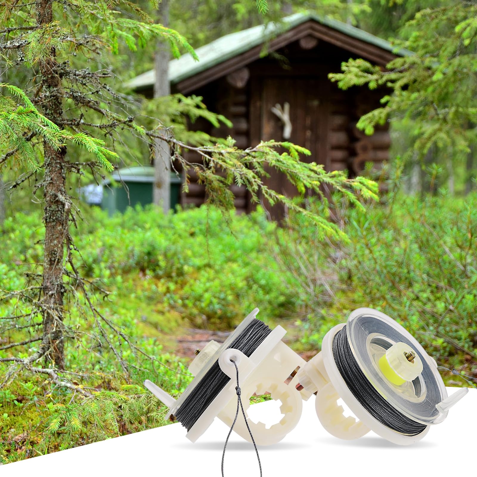 Kevlar Trip Wire on Reusable Reel (85ft), 12 Gauge Kevlar Line for Camping Perimeter Alarm and Early Warning Security Trip Alarm