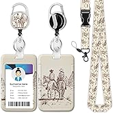 Western Cowboy Desert Badge Holder Reel Lanyard, ID Card Badge Holder Retractable Name Tag Clips for Doctor Nurse Teacher Office Student