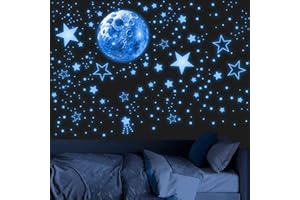 ROBMODA 965 PCS Glow in The Dark Stars and Moon for Ceiling, Luminous Stars and Planet Wall Decals, Kids Room Decor, Glowing Galaxy Wall Stickers for Nursery Decorations (Blue)