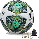 XAVOLENT Professional Soccer Ball Size 5, Thermal Bonded Waterproof PU Match-Quality Training Ball with Pump