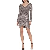 Guess Womens Faux Wrap Sequin Longsleeve Dress