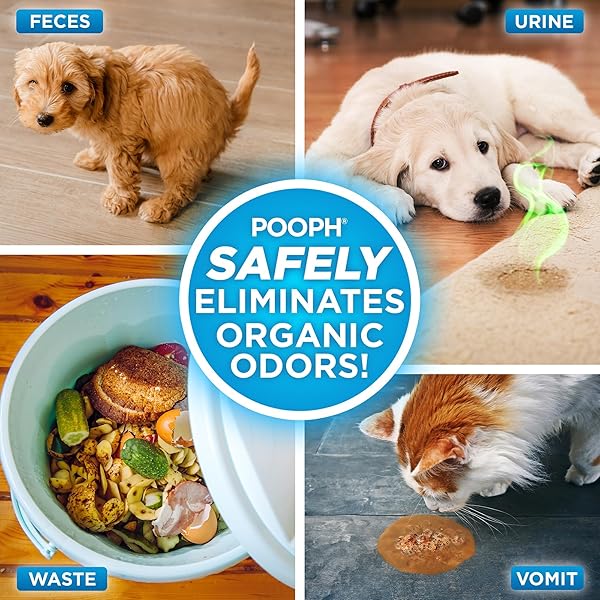 POOPH PET ODOR ELIMINATOR, 32OZ – ELIMINATES ODORS AT THE MOLECULAR LEVEL, DOGS, CATS, FRESHENER, ELIMINATOR, URINE, POOP, PEE, DEODORIZER, NATURES, PUPPY, FRESH, CLEAN, FURNITURE, POTTY