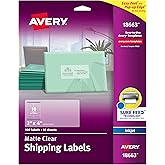 Avery Printable Shipping Labels with Sure Feed, 2" x 4", Matte Clear, 100 Blank Mailing Labels (18663)
