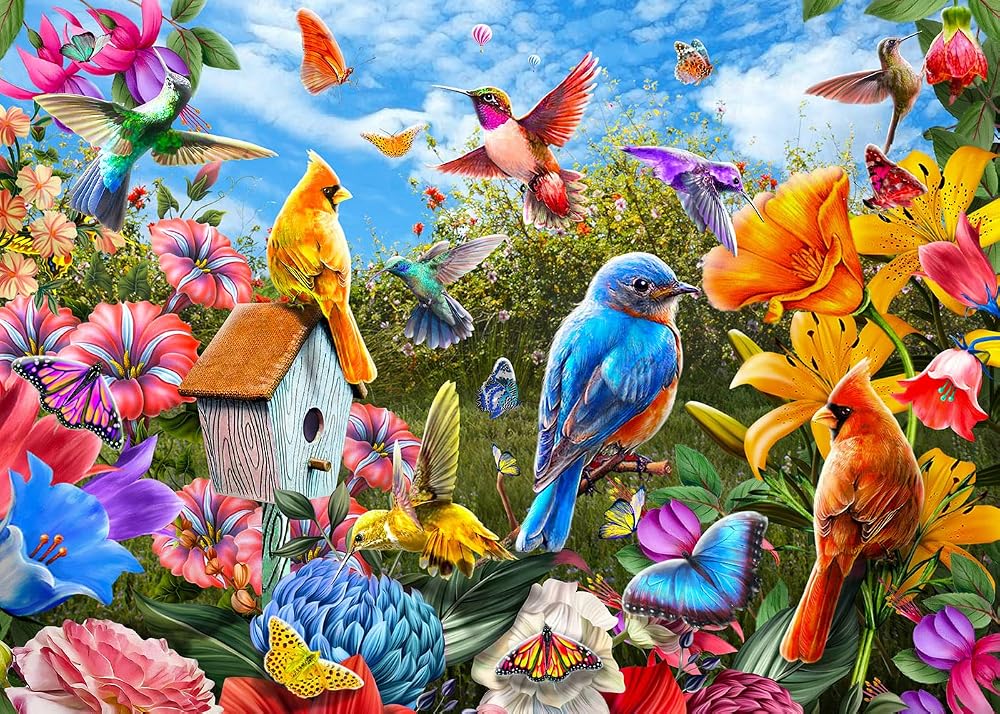 HUADADA Birds and Flowers Jigsaw Puzzle 1000 Pieces Landscape Nature