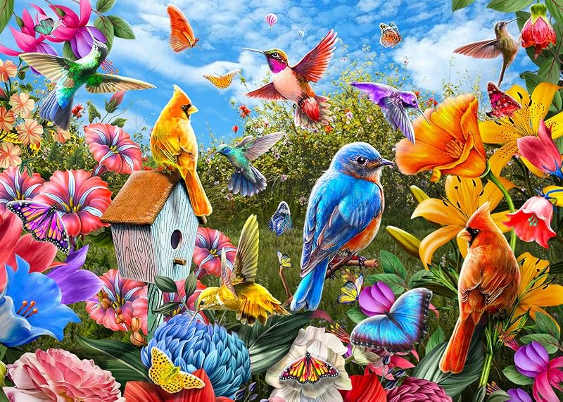 HUADADA Birds and Flowers Jigsaw Puzzle 1000 Pieces Landscape Nature
