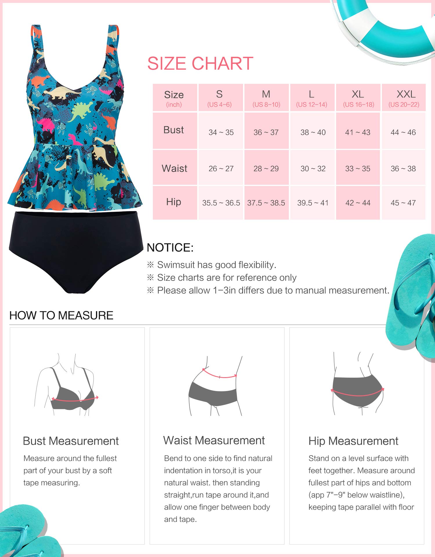 Verano Playa Women Two Piece Tankini Swimsuit Ruffle Floral Racerback Top HighCut High Waisted Tummy Control Bathing Suit