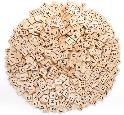 Coloch 1000PCS Wood Letter Tiles A-Z Spelling Games Phonics DIY Crafts Natural