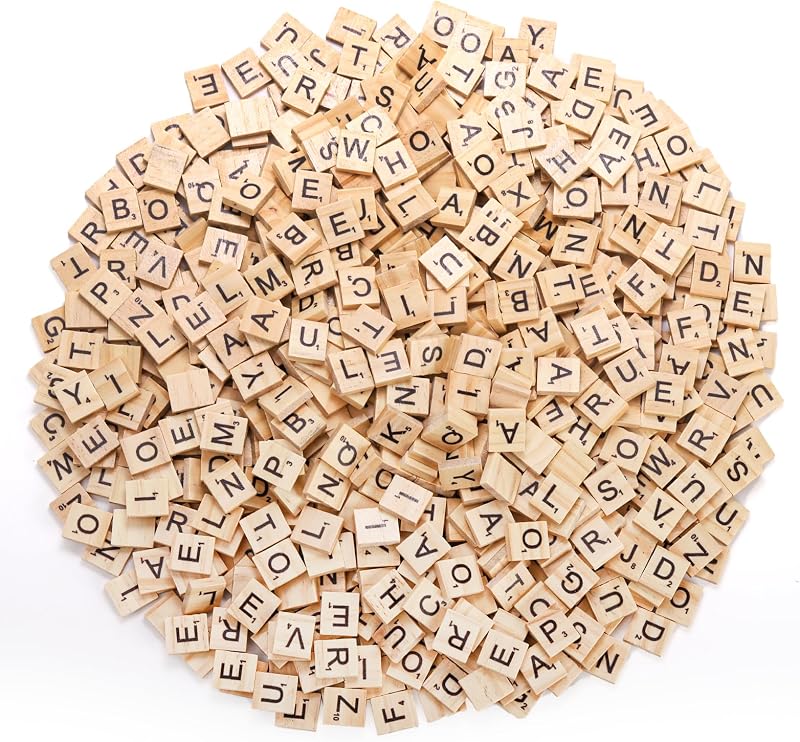 Coloch 1000PCS Wood Letter Tiles A-Z Spelling Games Phonics DIY Crafts Natural