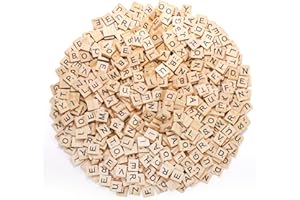 Coloch 1000PCS Wood Letter Tiles, Scrabble Tiles Set with A-Z Letters for Spelling Games, Phonics Learning, DIY Name Boards, 