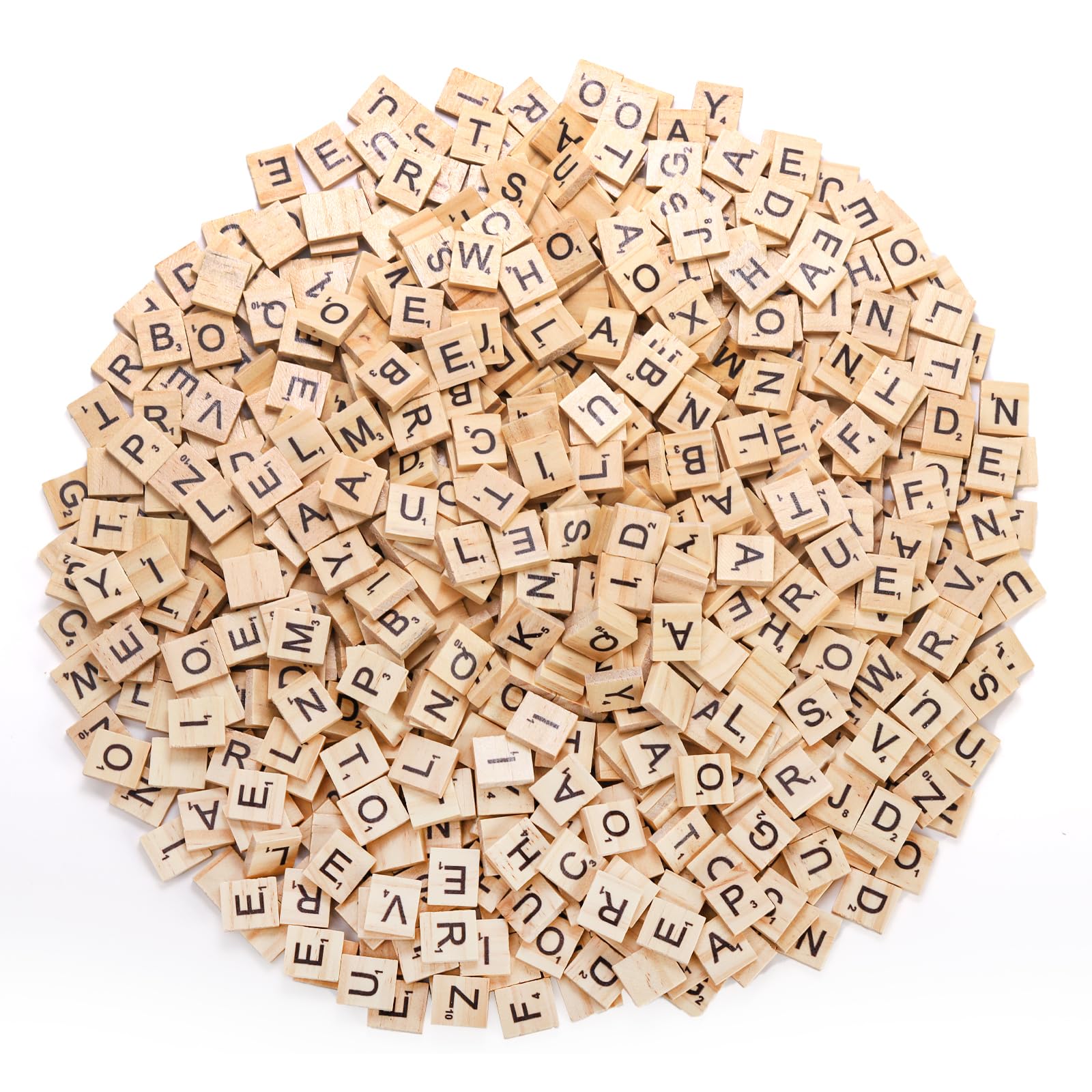 Coloch 1000PCS Wood Letter Tiles, Scrabble Tiles Set with A-Z Letters for Spelling Games, Phonics Learning, DIY Name Boards, Alphabet Coasters, Home Decor, Gift Making & Natural Wood Crafts (10 Sets)