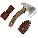 BPS Knives Bushcraft Axe with Leather Sheath - Full Tang Camping Axe - Survival Carbon Steel Hatchet - Small Wood Carving Axe - Camping Axe for Chopping Wood and Gardening