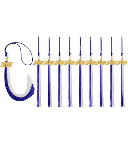 UIALECG 10-Pack Graduation Tassels With 2024 Charm - Mixed Blue & White Colors, 9 Inch Tassel For Cap & Gown, Cap Tassel Set - View #11