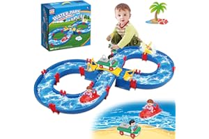 Dollox Water Table for Toddlers, 50Pcs Outdoor Water Park Playset for Kids, Sand and Water Table Toys for Outside Yard, Beach, Poolside Activity Sensory Play Table Summer Addition for Boys Girls 3 4 5