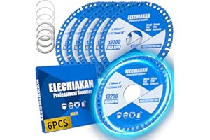 ELECHIAKAN 6-Pack Indestructible Disc for Grinder - 7/8 & 5/8 Inch, 4 Inch Glass Cutting Disc, Ultra-Thin Saw Blade Cut-Off Wheels for Chamfering and Grinding of Glass Ceramic Tile Metal Wood