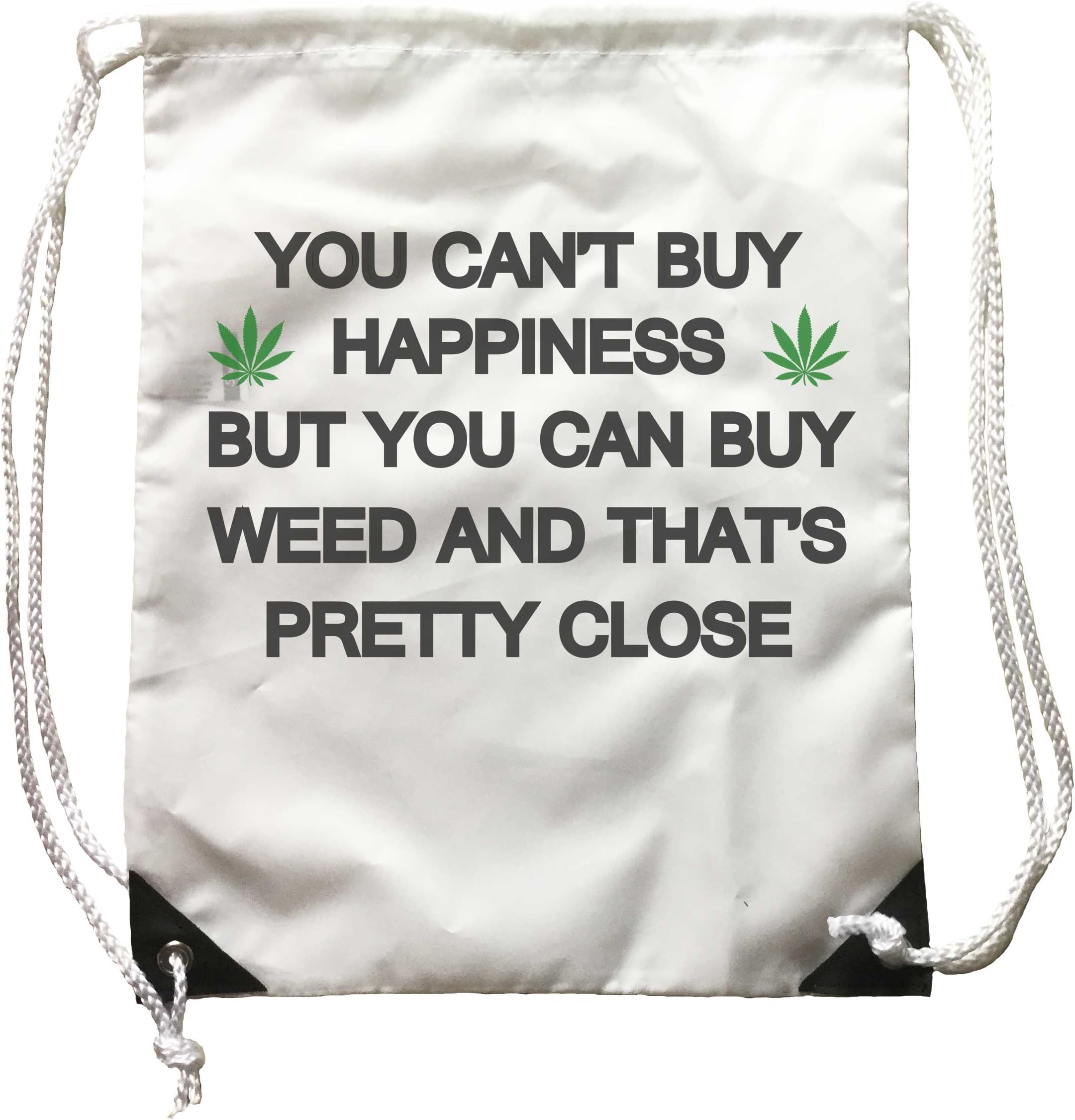Zainetto sport You can't buy Happiness, zaino frase divertente, foglia Marijuana