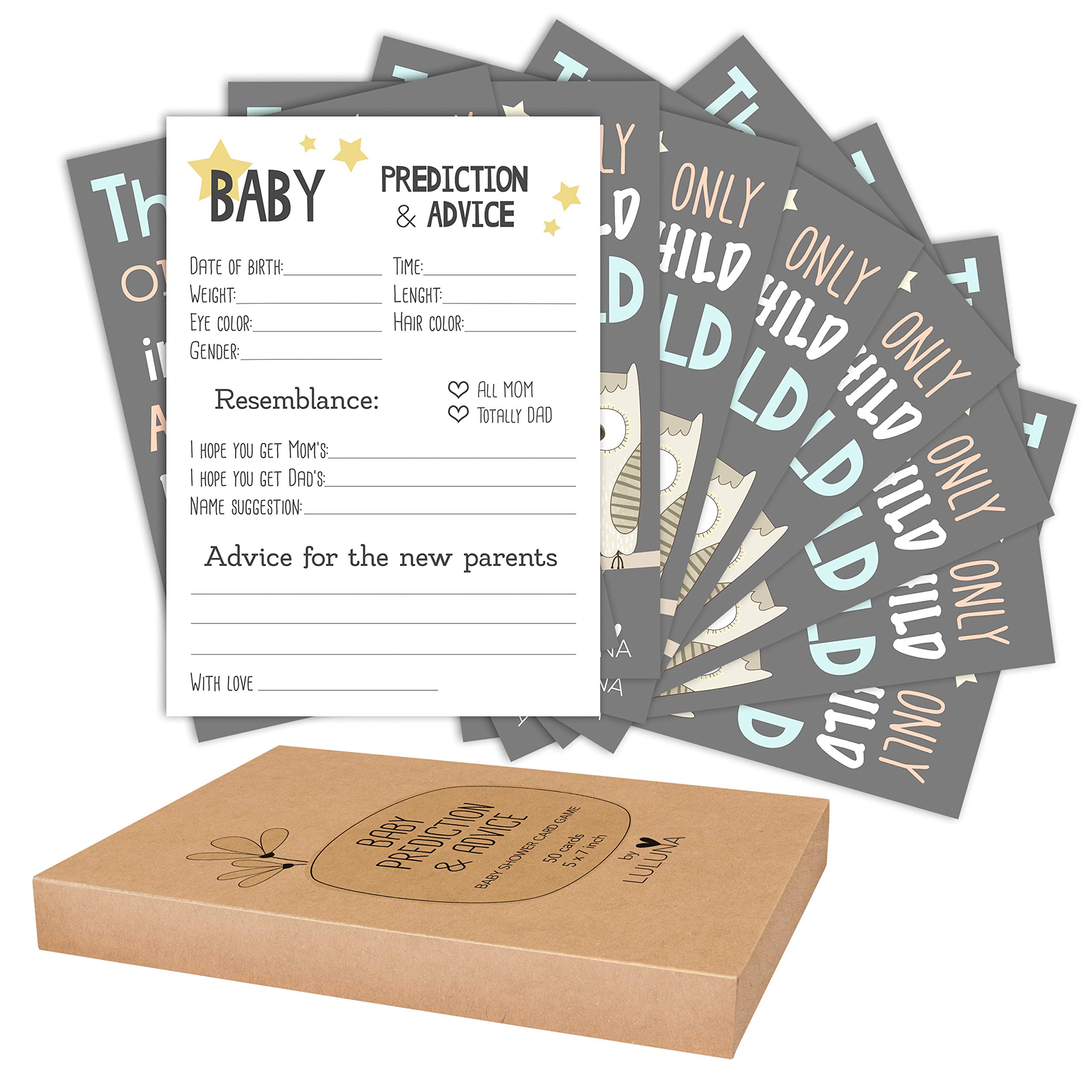 Luluna Baby Shower Game 50 Baby Prediction And Advice Cards With