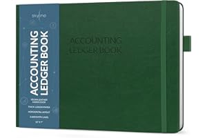 Skyline Accounting Ledger Book – Columnar Log Journal for Personal & Small Business Bookkeeping – Money Expense Log, Hardcover 10x7” (Dark Green)