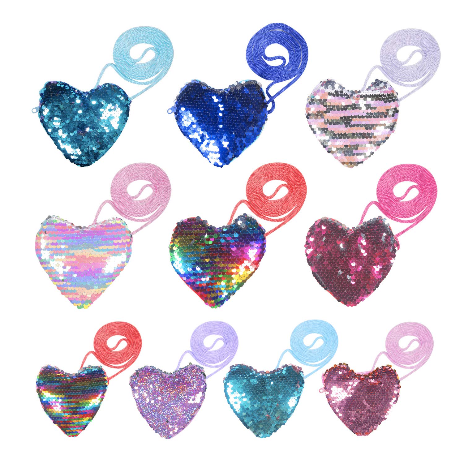 Herefun Mini Children's Coin Purse, 10Pcs Sequins Wallet, Mermaid Tail Sequins Wallet, Mermaid Tail Coin Purse, Party Christmas Birthday Gift (B)