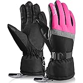 MCTi Ski Gloves,Winter Waterproof Snowboard Snow 3M Thinsulate Warm Touchscreen Cold Weather Women Gloves Wrist Leashes