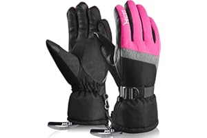 MCTi Ski Gloves,Winter Waterproof Snowboard Snow 3M Thinsulate Warm Touchscreen Cold Weather Women Gloves Wrist Leashes