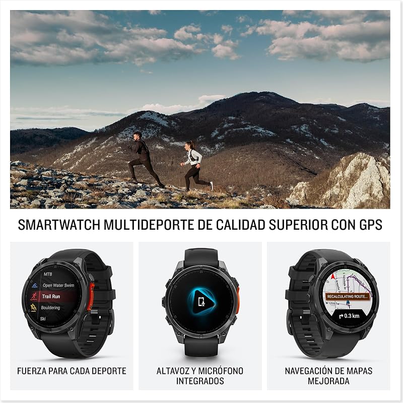 fēnix ​​8, 47mm, Reloj de Alto Rendimiento GPS Multideporte, Negro
