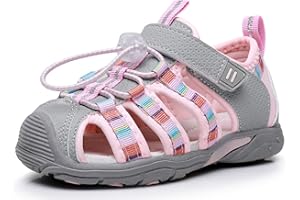 Apakowa Kids Boys Sandals Summer Outdoor Athletic Double Strap Closed-Toe Beach Sandals Sport (Toddler/Little Kid)