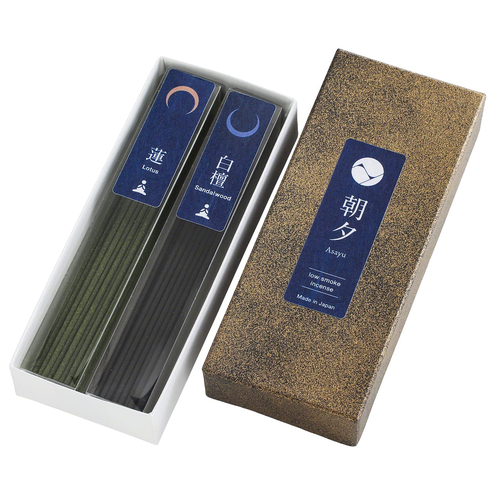 Asayu Japan Low Smoke Incense Sticks Set – Lotus & Sandalwood Yoga Scent, Made in Japan, ca. 80 Sticks (40g), Natural Multipack for Meditation & Relaxation