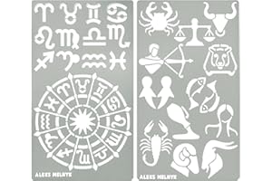 Aleks Melnyk #29 Metal Journal Stencil, Zodiac Circle Symbols, Stainless Steel Stencil 2 PCS, Template Tool for Wood Burning, Pyrography, Engraving, Astrology, Horoscope Wheel Chart, Bullet Journaling