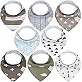 KeaBabies 8-Pack Organic Baby Bandana Drool Bibs for Boys Girls - Soft Cotton Drooling & Teething Bibs for Infants, Toddlers, Super Absorbent Cotton Bandana Bibs for Baby Boy & Girl (Grayscape)