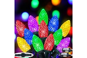 EXF 2-Pack Extentable C9 Christmas Lights Outdoor Indoor, 66 FT 100 LED Christmas String Lights Plug in with 8 Modes & Timer, Waterproof Fairy Twinkle Light for Xmas Tree Yard Decorations (Multi-Colored)