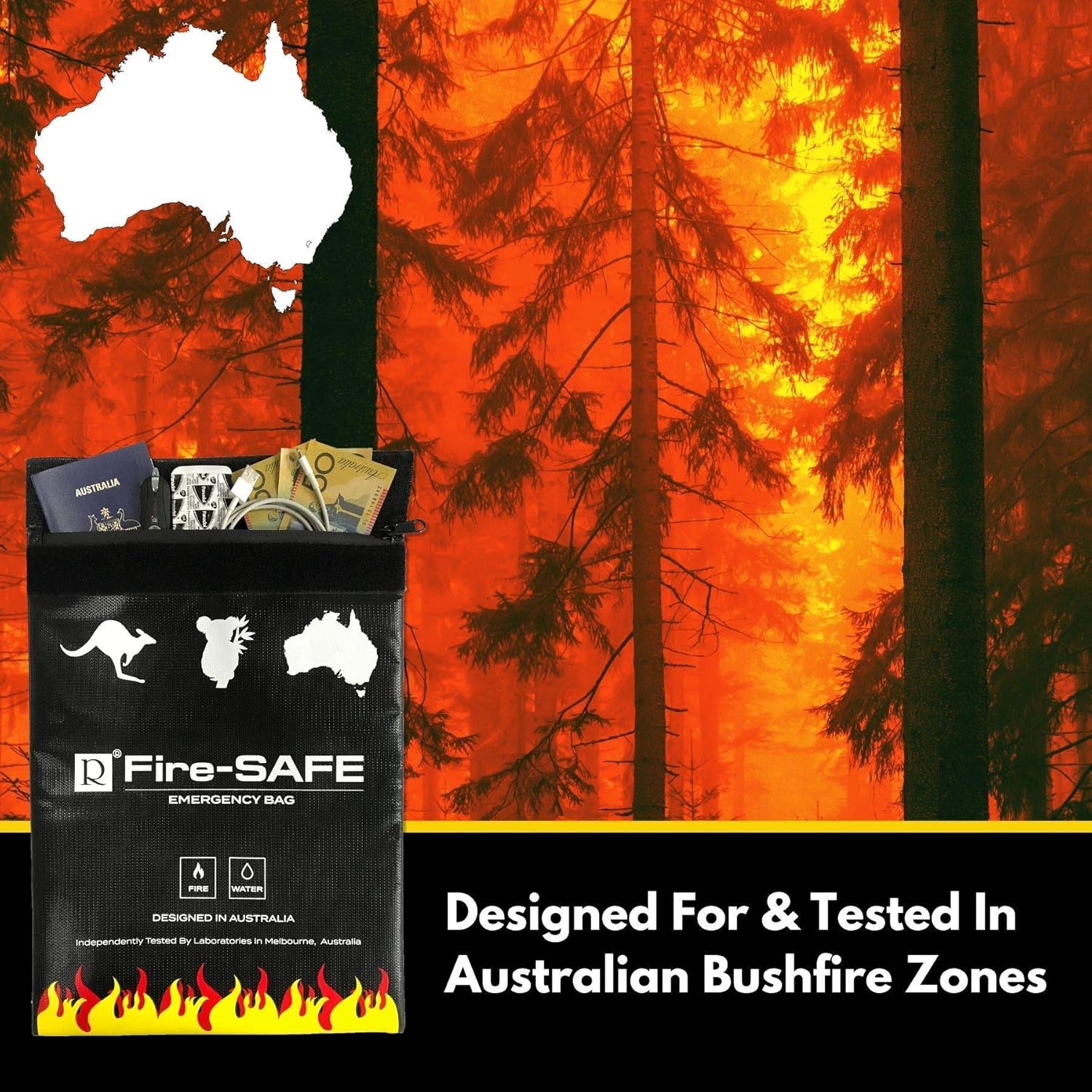 Fireproof/Waterproof Safe Bag - Fire Resistant Bag to Protect Your Items, The FireSafe is Both A Document Bag & A Fire Bag, This Fire Resistant Document Bag Has Been Independently Tested.: Office Products