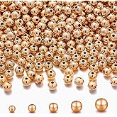 300pcs 14K Gold Filled Beads for Bracelets 3mm Round Smooth Spacer Mini Seamless Brass Beads for DIY Crafts Jewelry Making