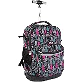 Tilami Rolling Backpack, 18 inch Shoulder Drop, Concealed Pockets and Wheel Cover, Laptop Backpack for Boys and Girls, Cat Black