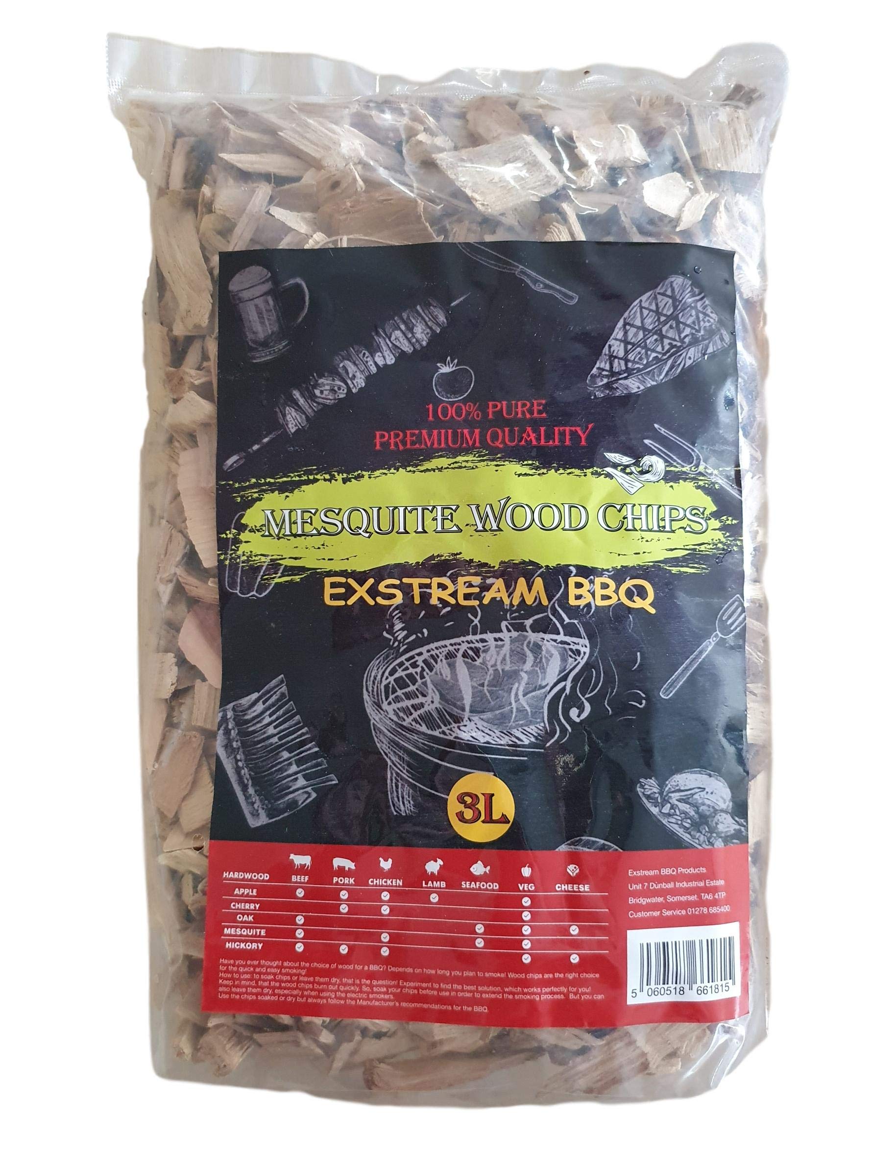 BBQ Barbecue Smoking Wood Chips *Up To 30 Great Flavours in 3, 15 & 30 Litres* (Mesquite 3 Litre)