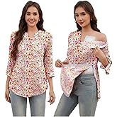 Post Shoulder Surgery Shirt for Women Tear Away 3/4 Sleeve Tops After Rotator Cuff Shirt V Neck Chemo Port Adaptive Clothing