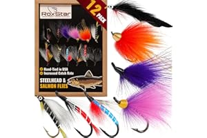 ROXSTAR LURES RoxStar Fly Shop, Premium Steelhead and Salmon Fly Assortment, Hand-Tied Fishing Flies for Trout Steelhead and Salmon, Proven Patterns for Freshwater Fishing